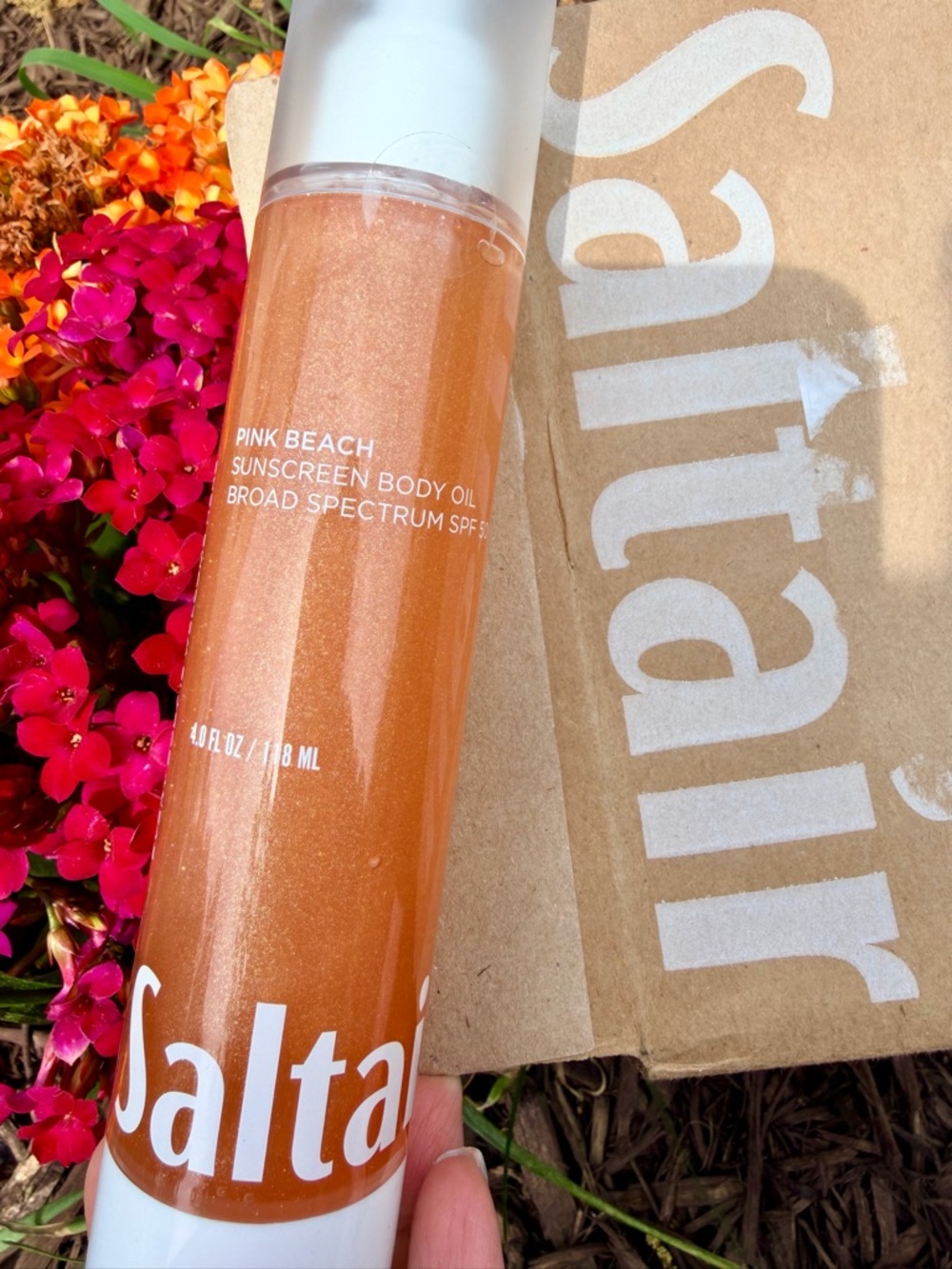 Pink Beach Shimmer Sunscreen Body Oil - Bronze.